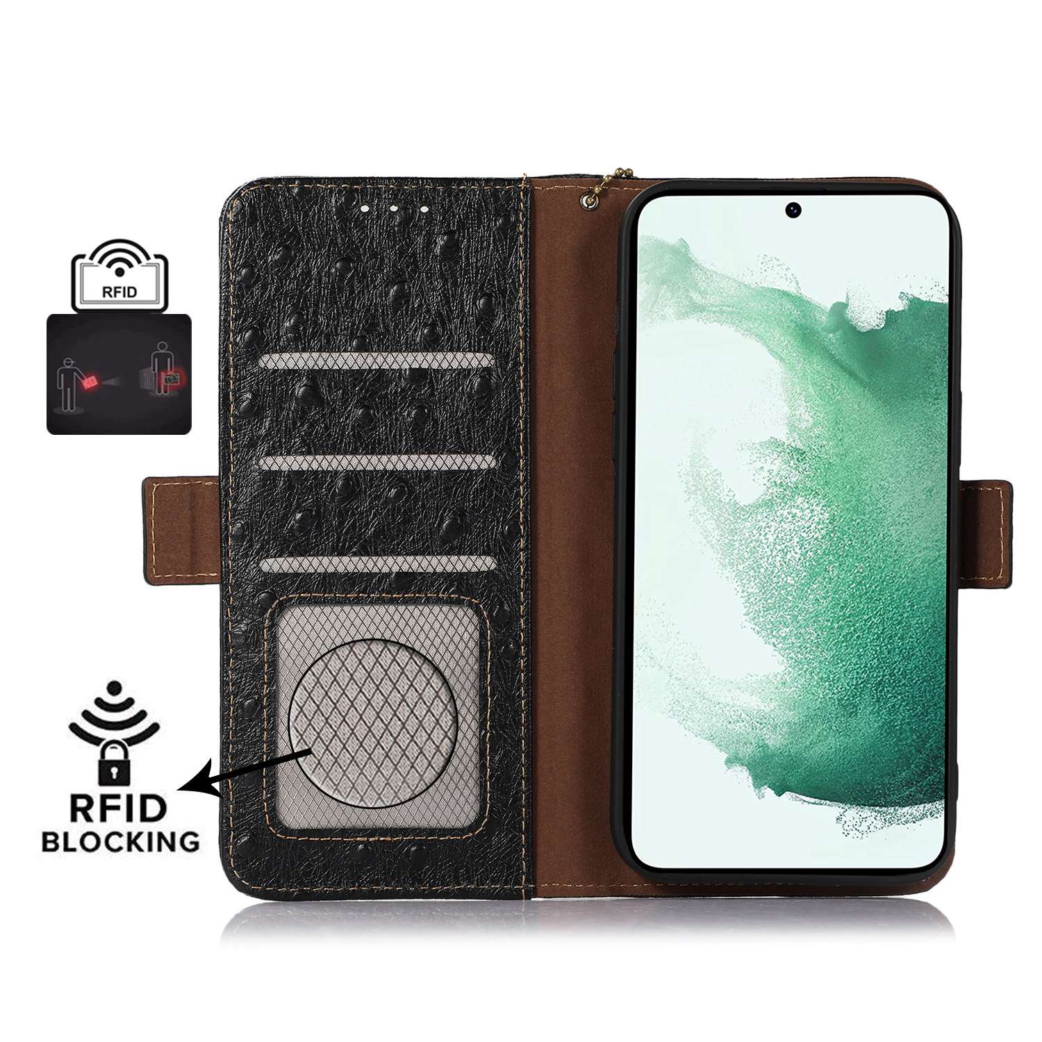 Wallet Case for Samsung Galaxy F14 5G RFID Blocking Anti-drop Genuine Cow Leather Stand Phone Cover Wallet Case for Samsung Galaxy F14 5G RFID Blocking Anti-drop Genuine Cow Leather Stand Phone Cover